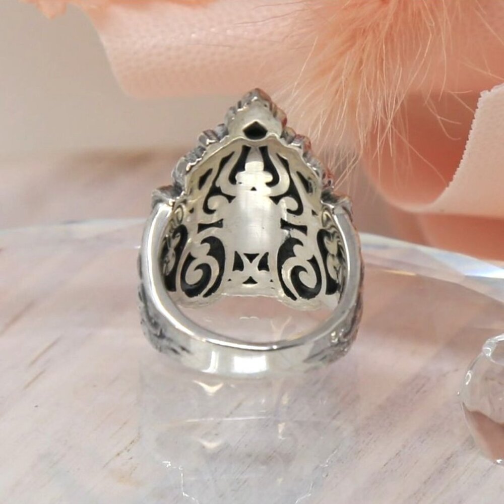 Bali Legacy ✦ Sterling Silver Scrollwork Ring ✦ 17.35g Ethnic Statement Size 8 - Picture 7 of 9